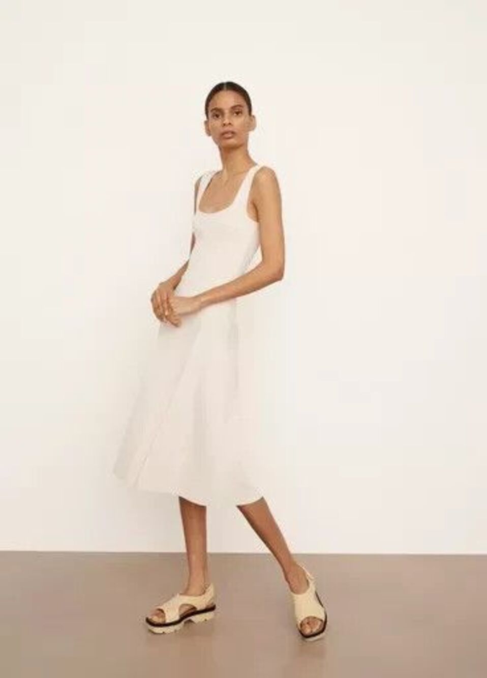 VINCE womens Light Blush Sweetheart Neckline Knit Midi Tank Dress size XL $245